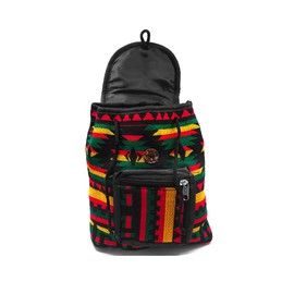 Mia Jewel Shop Mini Aztec Tribal Print Pattern Adjustable Strap Cushioned Drawstring Flap Backpack Purse Bags Boho Travel (Rasta)