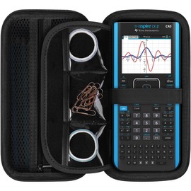 RAIALL Graphing Calculator Case for Texas Instruments TI-Nspire CX II CAS Color Graphing Calculators, Durable Travel Storage Carrying Box Holder Protective Bag for Cables, Pencil, Pens, Black