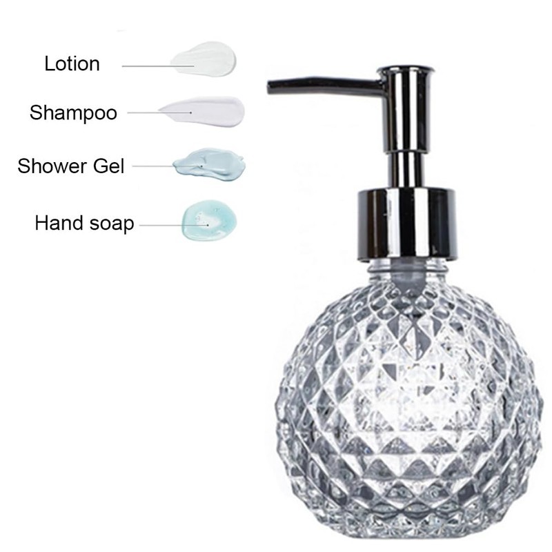220ml/8oz Empty Clear Glass Soap Dispenser Glass Jar Bathroom Lotion