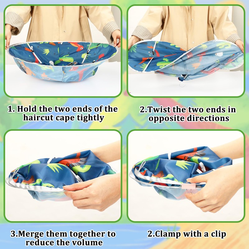 FEBSNOW Kids Hair Cutting Cape, Cartoon Prints Adjustable Haircut Cape