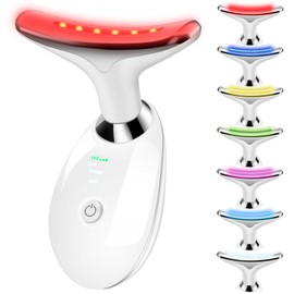 VGY 7-in-1 Face Massager Tool with Heat, Red Light Therapy for Face, Wrinkles, Double Chin (White)