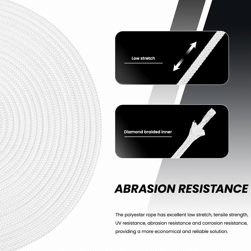 Abma Cord Braid Polyester Rope 5mm x 20m Dacron Polyester