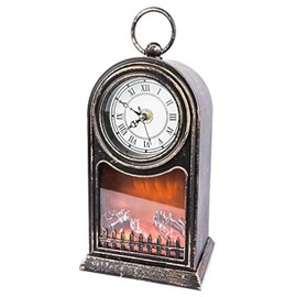 Ideen mit Herz LED Fireplace with Flame Effect | LED Lantern | Clock Design | With Working Movement | 27.5 cm High | Flame Light with Timer (6 Hours ON | 18 Hours Off)