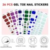 DUKASOU Semi Cured Gel Toe Nail Strips,26 Pcs Toes Nail