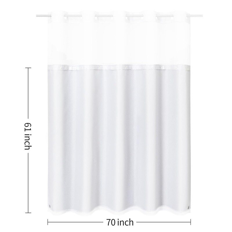 Litabel White Fabric Snap-in Shower Curtain Liner Replacement, 70W x