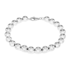 Tuscany Silver Women's Sterling Silver 8 mm Polished Ball Bracelet of Length 19 cm/7.5 Inch