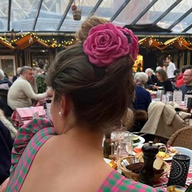 Flower Claws Clips, Fabric Silk Floral Hair Clips Hair Accessories for Women Girls, Rose Pink, 1pcs