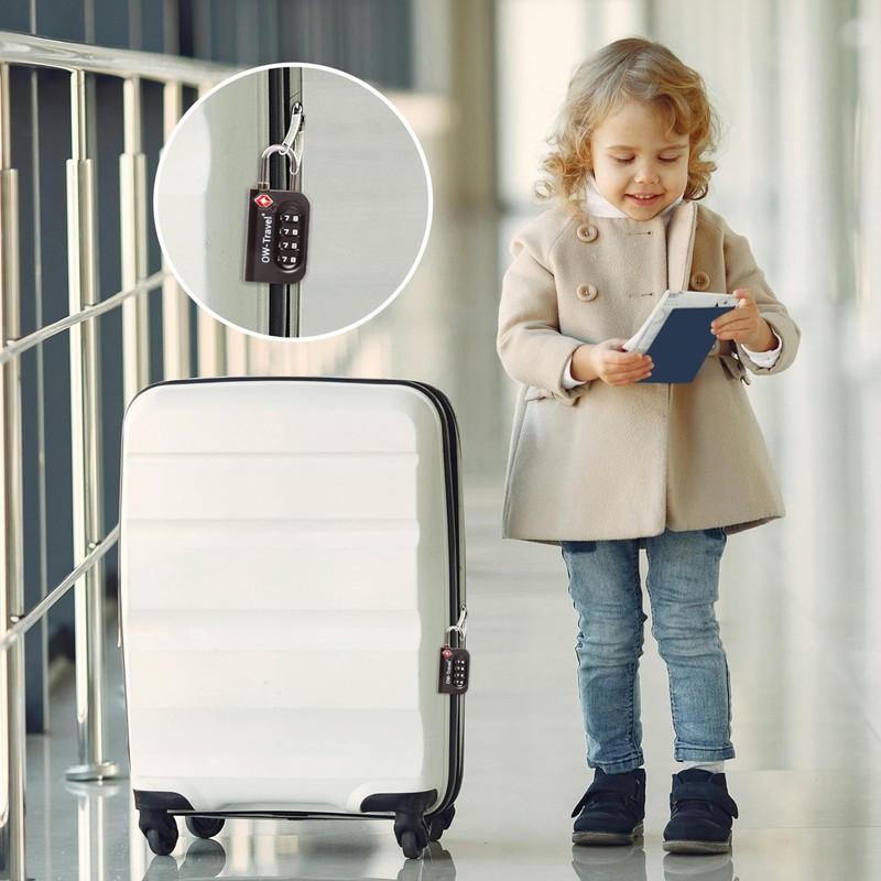OW-Travel Suitcase Locks 4 Pack Black. 4 Digit TSA Approved