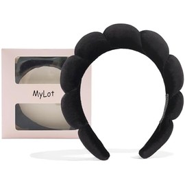 Mylot Spa Headband for Women Sponge Headband Soft Clouds Hairband Makeup Headbands for Women Girls, Shower Sports Beauty Removal Skincare Black