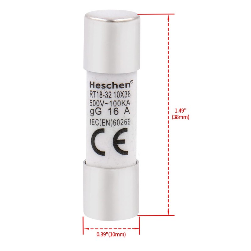 Heschen Cylindrical Ceramic Tube Fuse RT18-32 (RO15) 10 x 38