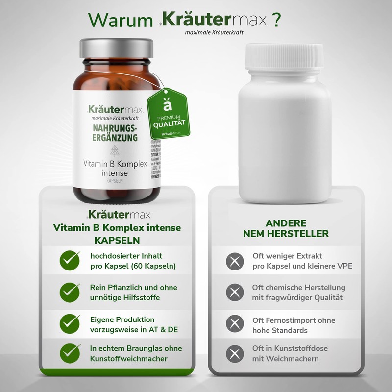 Kräutermax Vitamin B Complex Vitamin B Capsules High Dose B