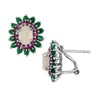 Emerald, Ruby and Created Opal Earrings 2.45 Carats (ctw) in