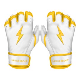 BRUCE BOLT Chrome Series Short Cuff Yellow Batting Glove - Yellow Large