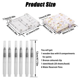 Neikafan Portable Sketchbook Palette Set 8 Grids Mini Travel Painting Palette Painting Box with Clip Water Painting Box Empty for Watercolour, Gouache, Acrylic Painting, with Sketchbook, Watercolour