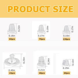 6 Styles Earring Backs for Studs, Metal Silicone Earring Backs Replacements, Rubber Earrings Back Soft Clear Hypoallergenic Clear Plastic Earrings Back for Fish Hook Earring Studs Hoops
