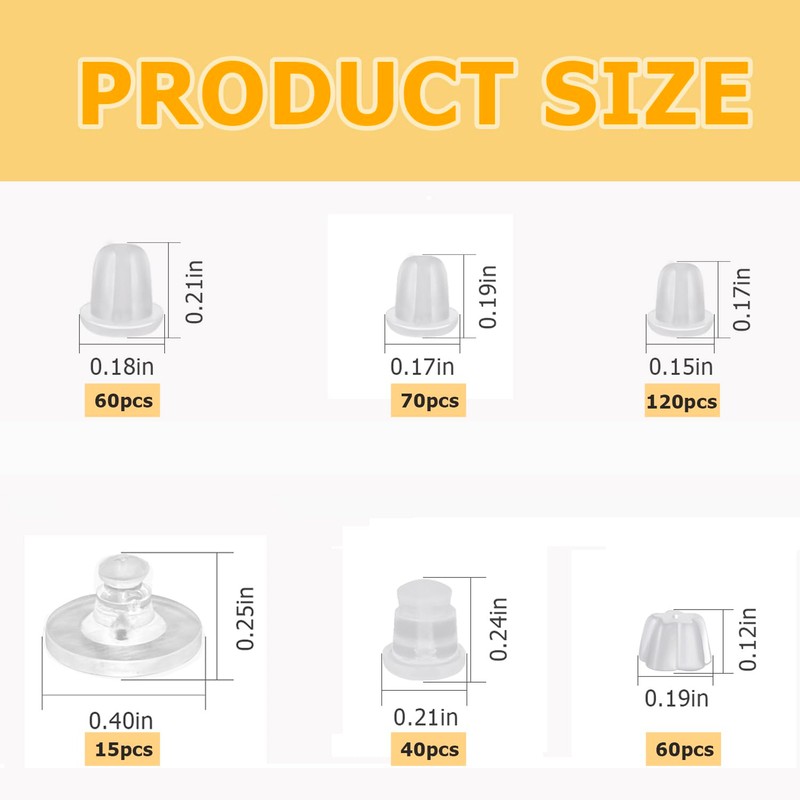 6 Styles Earring Backs for Studs, Metal Silicone Earring Backs