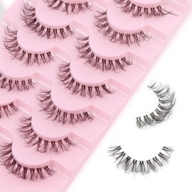 Parriparri Eyelashes, Natural Look, Fluffy False Eyelashes, Clear Band, 7 Pairs, Wispy Artificial Eyelashes, Fluffy Fake Lashes, Natural Look