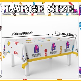 GZBJMYGS Cartoon Taco Bell Tablecloths Burrito Beverage Mexican Taco Quesadilla Print Table Cover Supplies for Baby Shower Birthday Party Dining Banquet Taco Party Fiesta Picnic Decorations 53" x 98"