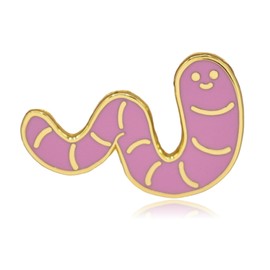 Clayton Jewelry Labs Cartoon Earthworm Enamel Pin (Gold Metal)