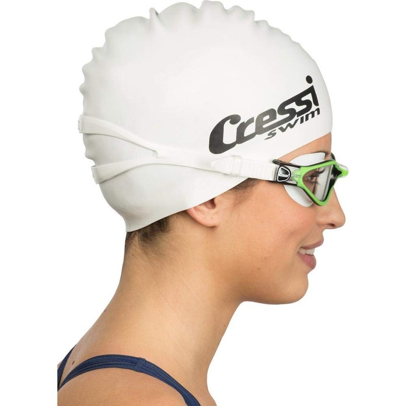 Cressi Unisex's Thunder Swim Goggles, White/Black Lime, One Size