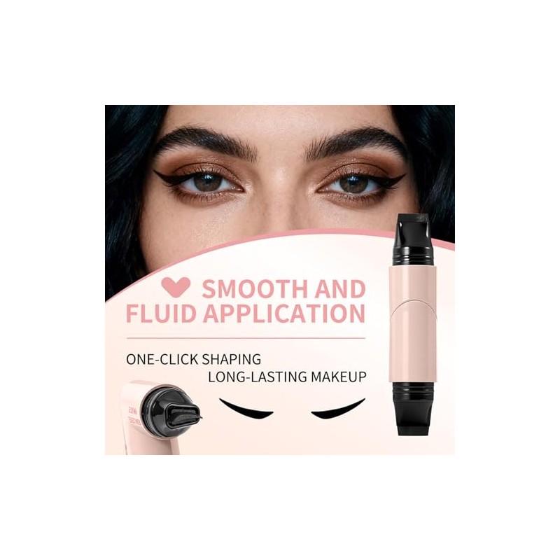 Bluemega Delineador de Ojos Duradero con Sello de Un Toque,