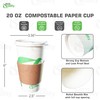 20 oz Compostable Paper Cups with White Flat Lids and