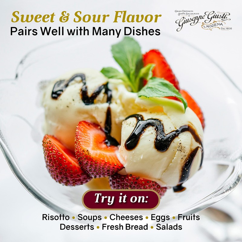 Giusti Truffle Balsamic Glaze Condiment, Gourmet Vinegar Reduction with Black