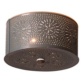 Irvin's Tinware Round Ceiling Light with Chisel in Country Tin