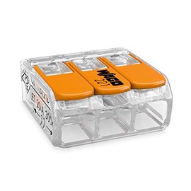 WAGO Connector Terminal 3 Small with Actuating Lever 0.2 – 4 mm² Transparent Design 221 413