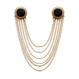 A N KINGPiiN Pin de solapa para hombre esmaltado y juego de cadena colgante con detalles formales, broche de traje, pendientes de camisa para hombre (negro)