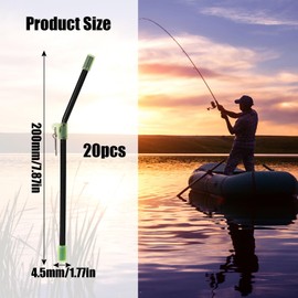 Symphonyw Fishing Anti Tangle Boom Set, 20 Pieces Anti Tangle Fishing Boom Tube with Swivel Fishing Set, Spacer Tube with Swivel, Curved for Night Fishing, Boat Fishing, Sea Fishing (Black)