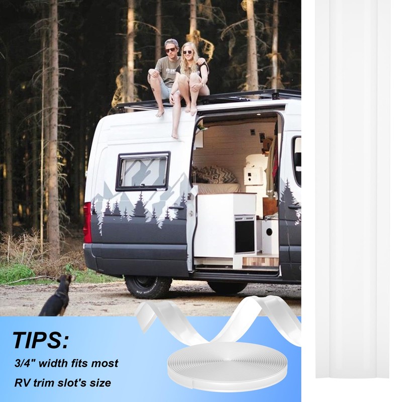 3/4"(0.75") White Vinyl Insert Molding Trim Screw Cover RV Camper