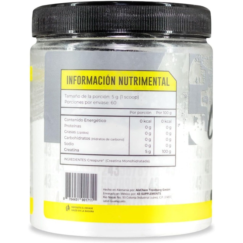 Creatina Monohidratada 300 g 60 serv Creapure 43 Supplements