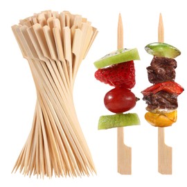 200 PCS Bamboo Skewers for Appetizers, 3.5 Inch Toothpicks, Cocktail Picks for Drinks, Fruit Kababs, Sausage, Barbecue Snacks, Natural Wooden Paddle Skewer Mini Food Sticks, Charcuterie Accessories