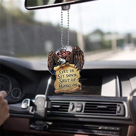 Eagle Automotive Interior Rearview Mirrors Charm,Car Hanging Ornament Get in Sit Down Shut Up Pendant Automotive Mirror Ornament,Home Car Interior Decoration Christmas Hanging Decor