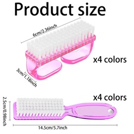 HoAhaMay 8 Pieces Nail Brush Plastic Handle Nail Cleaning Brush Scrubber Set Soft Bristle Nail Brush Manicure Dust Brush Nail Cleaning Tool (2 Models)