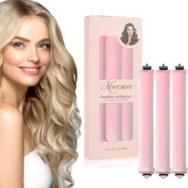 HASTHIP® Rizadores de Cabello Sin Calor con Ganchos,Tubos Flexibles de Satén para Dormir,Rizador Sin Calor para Todo Tipo Cabello Varillas Rizos Natur