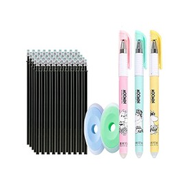Rollerball Pen Dog Animal Erasable Gel Blue Black Ink Refill Sets Rubout Pens 3PCS 0.5mm Friction Pens+ 50PCS Refills+2PCS Eraser (55PCS Black)