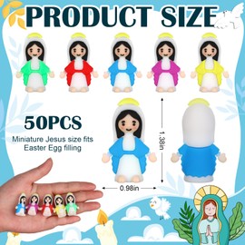 50 Pcs Mini Virgin Mary Figures Religious Tiny Virgin Mary Figurine Rubber Mother Mary Doll to Hide and Seek Church Favors Gift for Sunday School Baptism Activities Easter Party Supplies-5 Color
