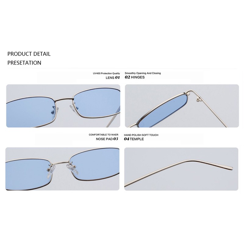 Bmeigo Women's Sunglasses Vintage Retro Rectangular Metal Frame Glasses Unisex