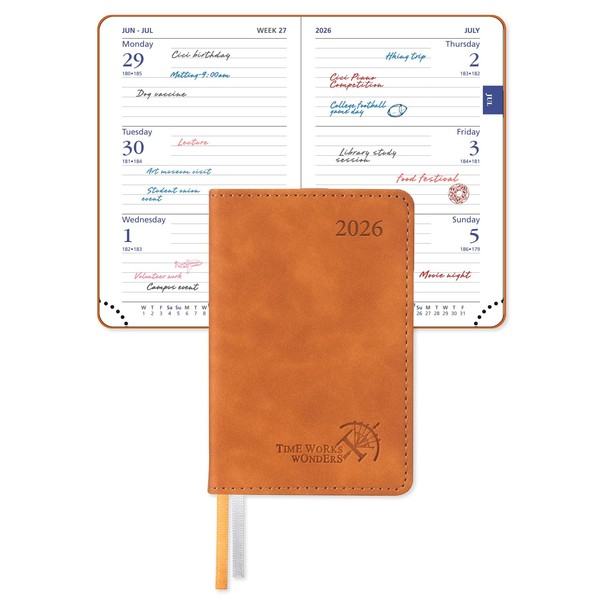POPRUN 2026 Mini Pocket Diary A7 Week to View 12