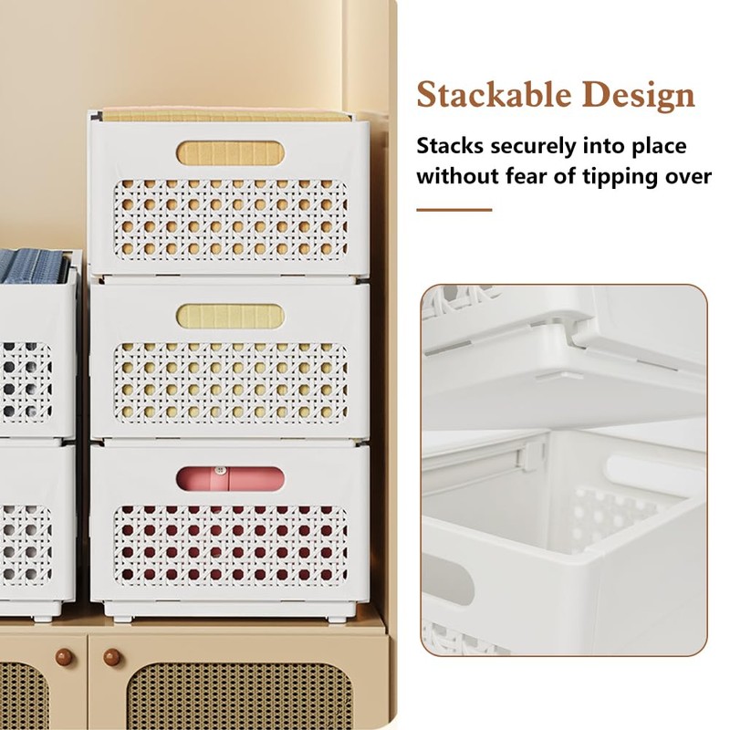 YTOPRO Expandable Storage Box,Plastic Storage Bins Adjustable from 28-48cm Stackable