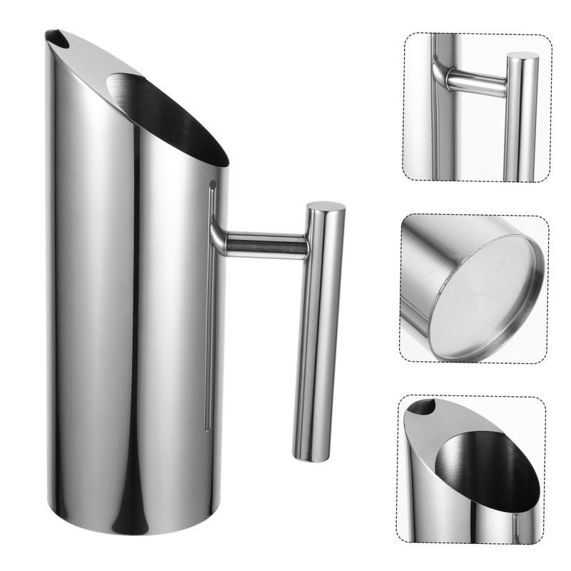 Mobestech Stainless Steel Beverage Pitcher Tea Jug with Straight for
