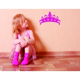 Princess Crown Picture Art – Tiara – Kids Bbay Girl Bedroom - Peel & Stick Sticker - Vinyl Wall Decal – Size : 8 Inches X 16 Inches - 22 Colors Available