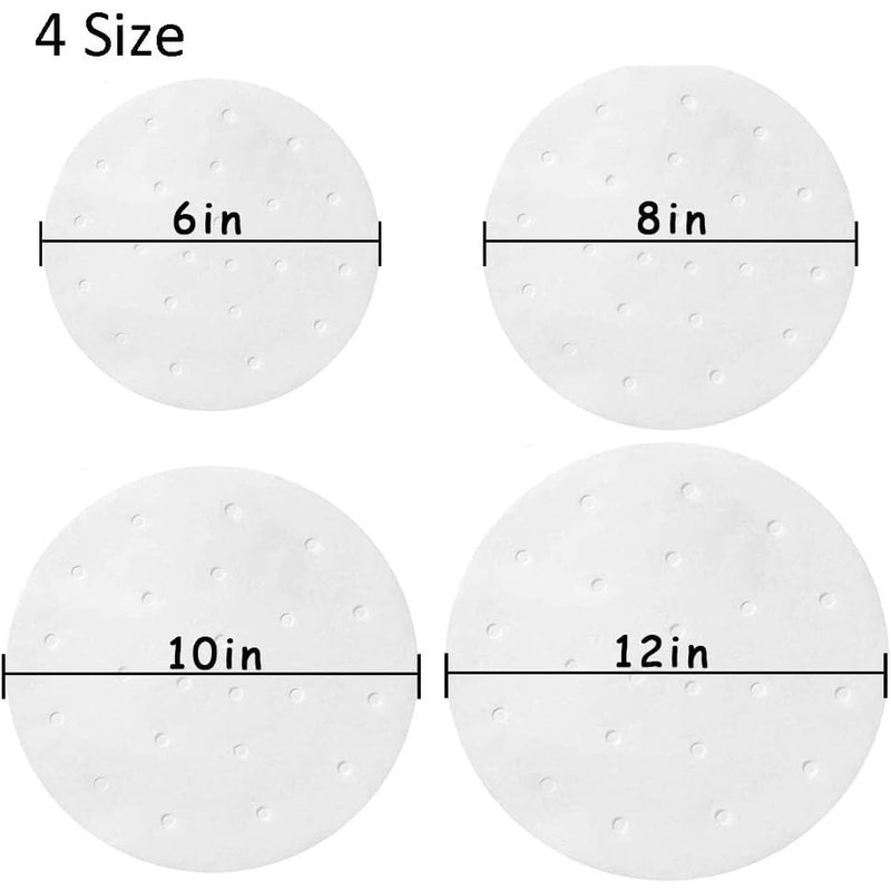 100 Count Perforated Parchment Paper Bamboo Steamer Liners for 12