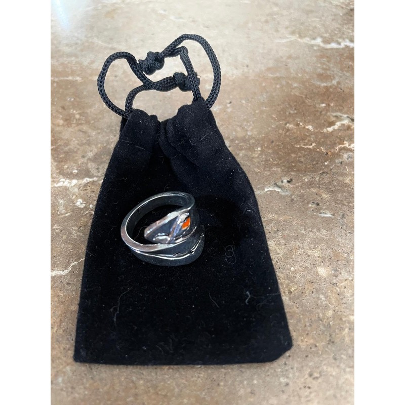 CrownOfRibbons Adjustable Robin Bird Ring, Silver Wrap Ring, Nature Inspired