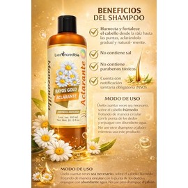 Shampoo Manzanilla Rayos Gold Aclarante Labs Ncredible Brillo Extra Aminexil Anticaída 950ml