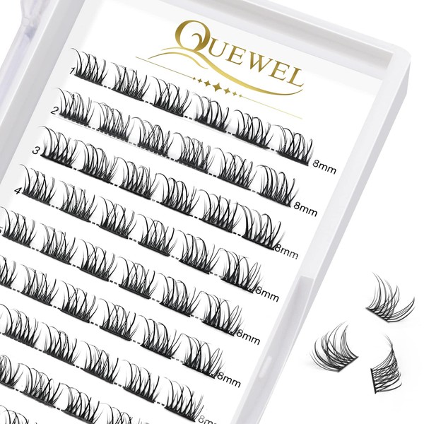 QUEWEL Individual Eyelashes, Individual Eyelash Clusters, Lashes, Natural, D Curl,
