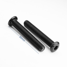 (Pack of 10) M6 x 50 mm Flat Head Allen Screws 304 Stainless Steel Black Oxide Button Head Screw Lens Screw Full Thread
