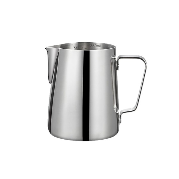 HugeDE 350ml Stainless Steel Milk Frother Jug Milk Frothing Pitcher Espresso Milk Steaming Cup with Scale Inside for Cappuccino Latte Art